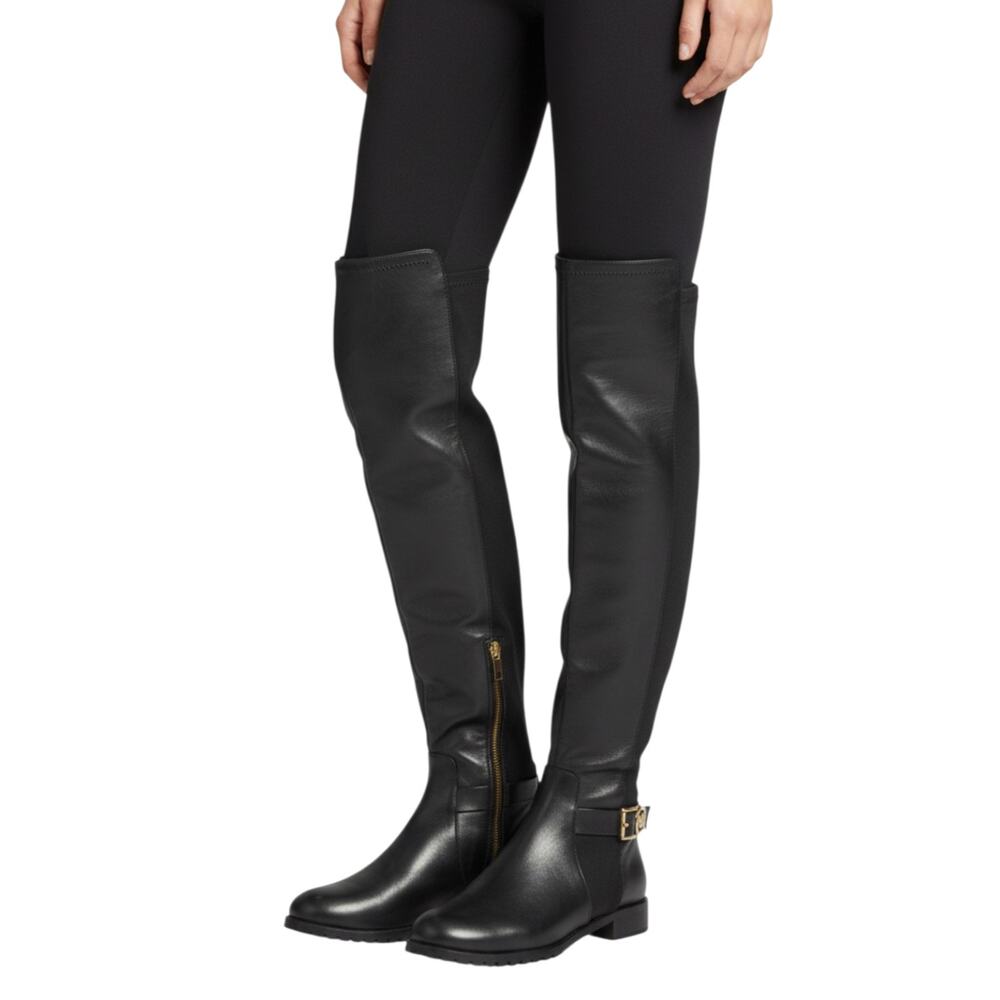 MICHAEL KORS Bryce Black Panel Leather Over The Knee Boot Size 8.5M
